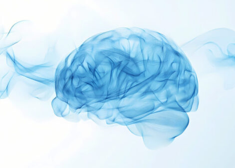 Image of minimalist blue and white abstract brain waves made of mist, representing Gabriela's Crown Method for achieving brain clarity using molecular hydrogen mist.