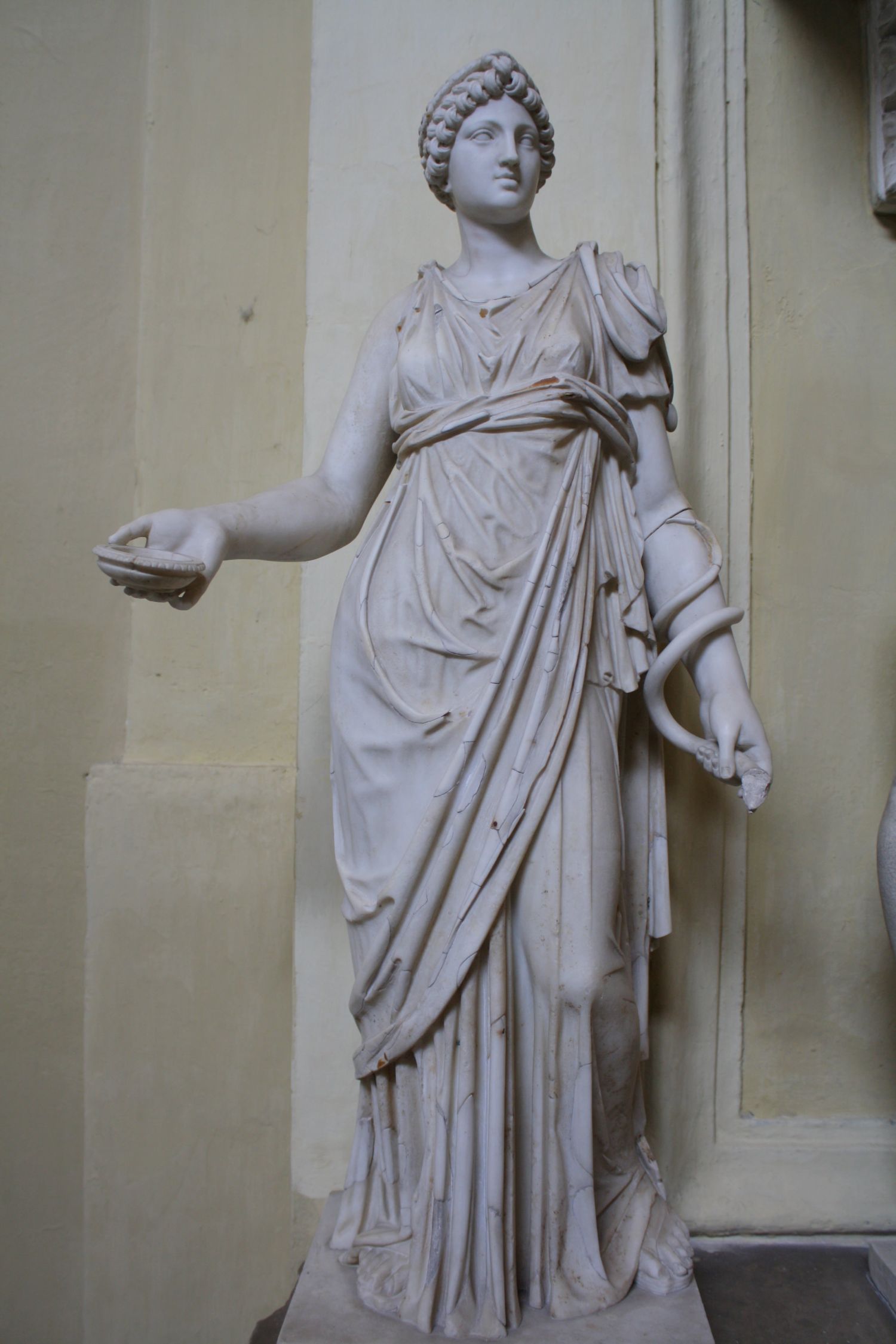 A Roman statue of unknown date depicting Hygieia, the goddess of Health, as a symbol of Hygiene - the Art of Health. Believed to be a copy of a 2nd century BCE original. (Vatican Museums, Rome).